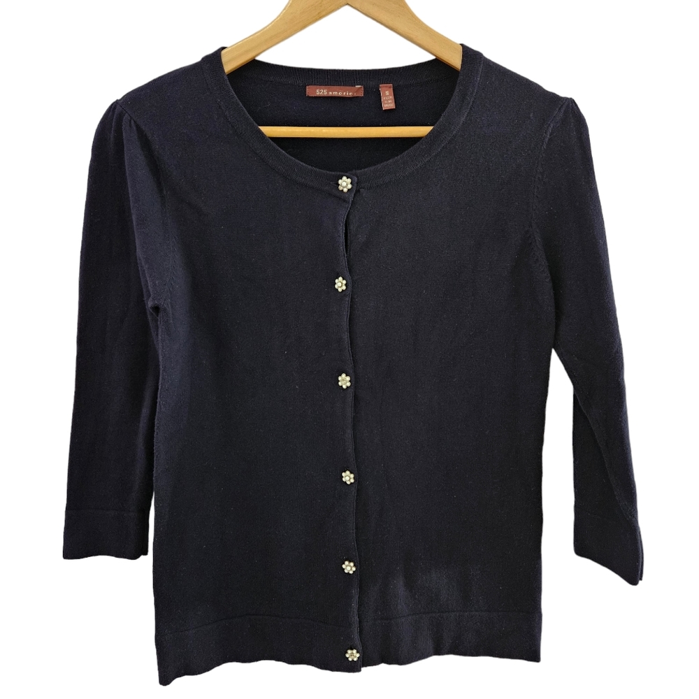 525 America Women's Cotton Blend Blue Cardigan